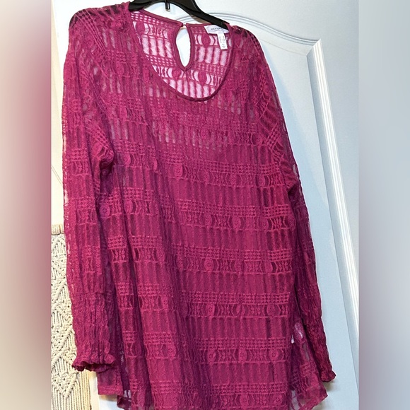 Addition Elle Pink Lace long-sleeve top - Picture 1 of 1